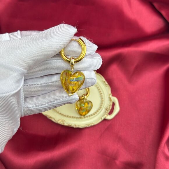 “Sunset Reflection” Glass Heart Hoop Earrings - Picture 4 of 9